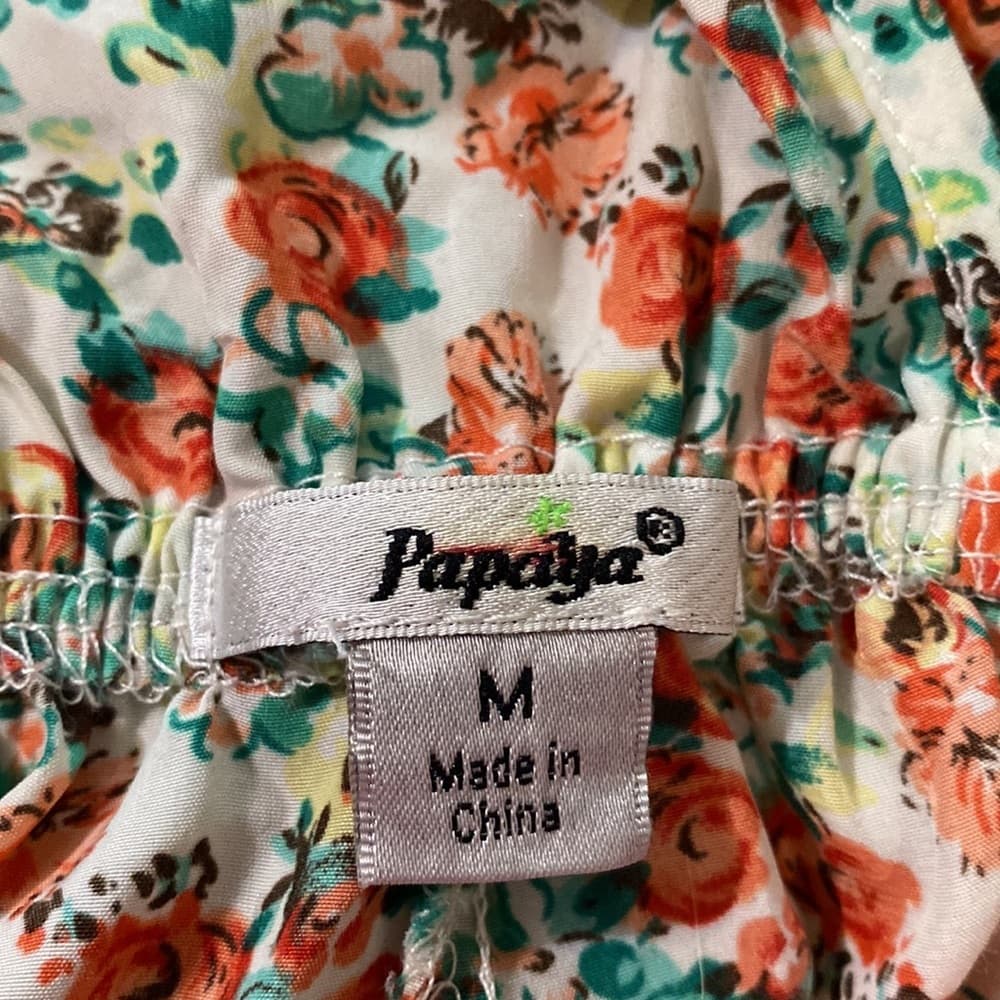 Floral Papaya Romper - Size Medium - Thumbnail 6