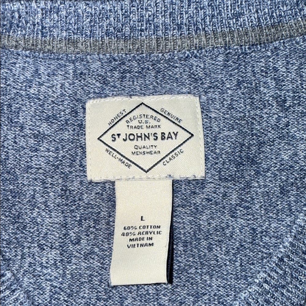 St. John's Bay Blue V-Neck Sweater - Thumbnail 3