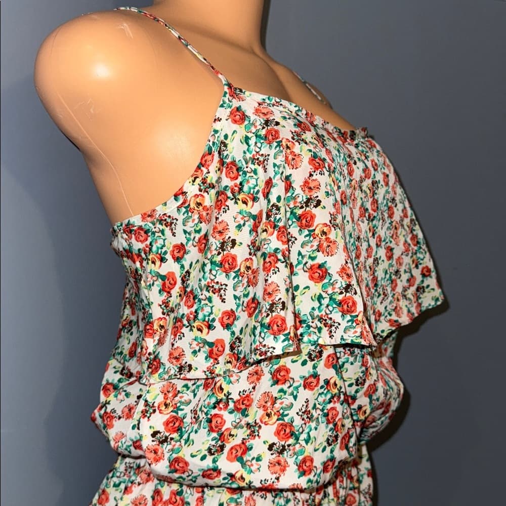 Floral Papaya Romper - Size Medium - Thumbnail 2