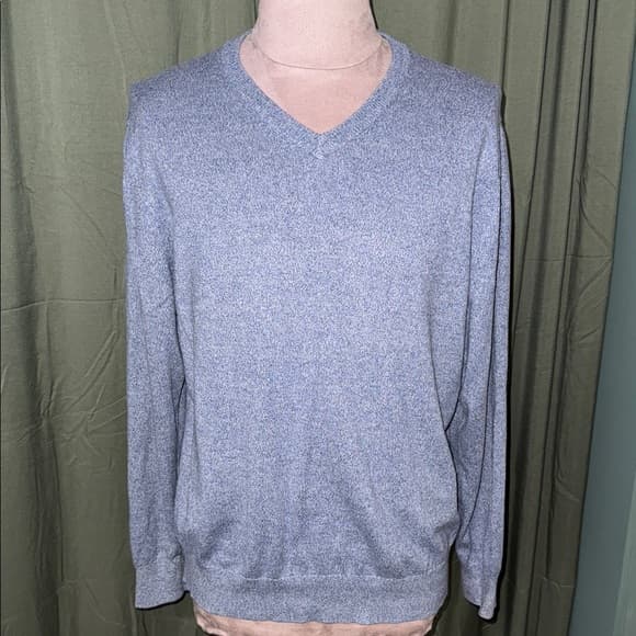 St. John's Bay Blue V-Neck Sweater - Thumbnail 5