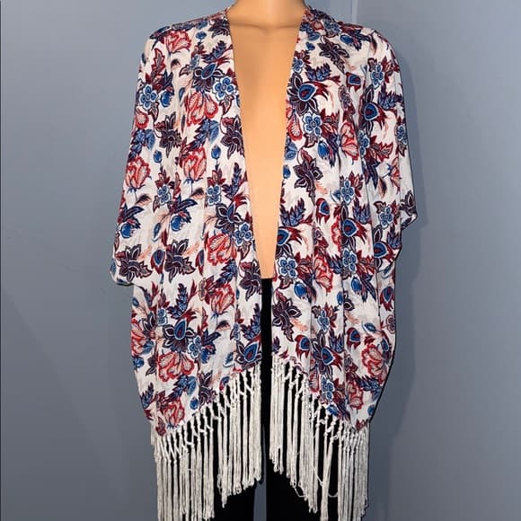 Forever 21 Floral Fringe Kimono - Size Medium - Thumbnail 5