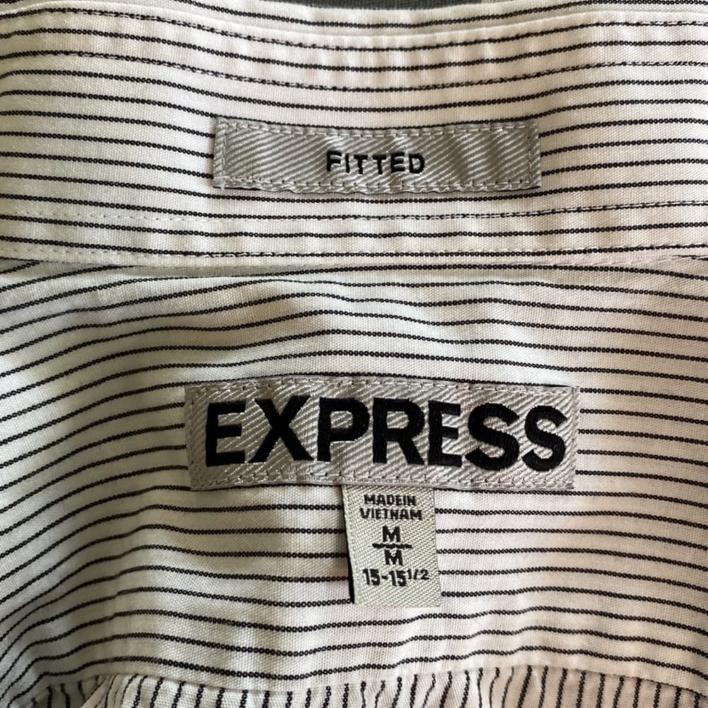 Black and white striped button down shirt - Thumbnail 2