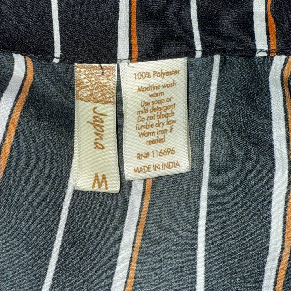 Japna Striped Button-Up Tie-Front Shirt - Size M - Thumbnail 6