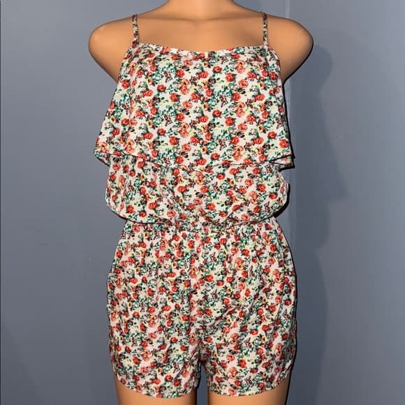 Floral Papaya Romper - Size Medium - Thumbnail 8