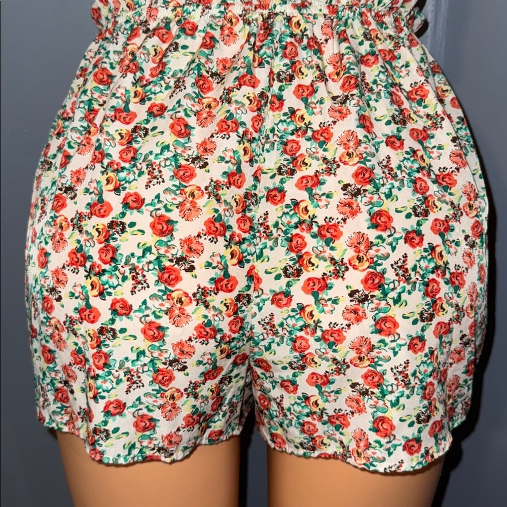 Floral Papaya Romper - Size Medium - Thumbnail 5