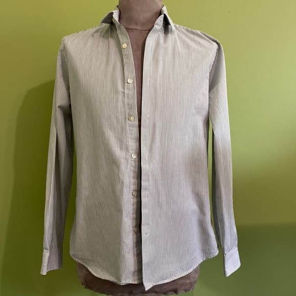 Black and white striped button down shirt - Thumbnail 4