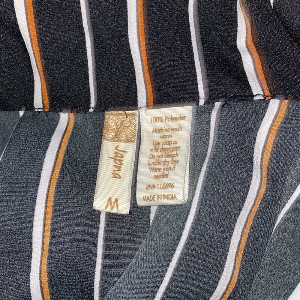 Japna Striped Button-Up Tie-Front Shirt - Size M - Thumbnail 4