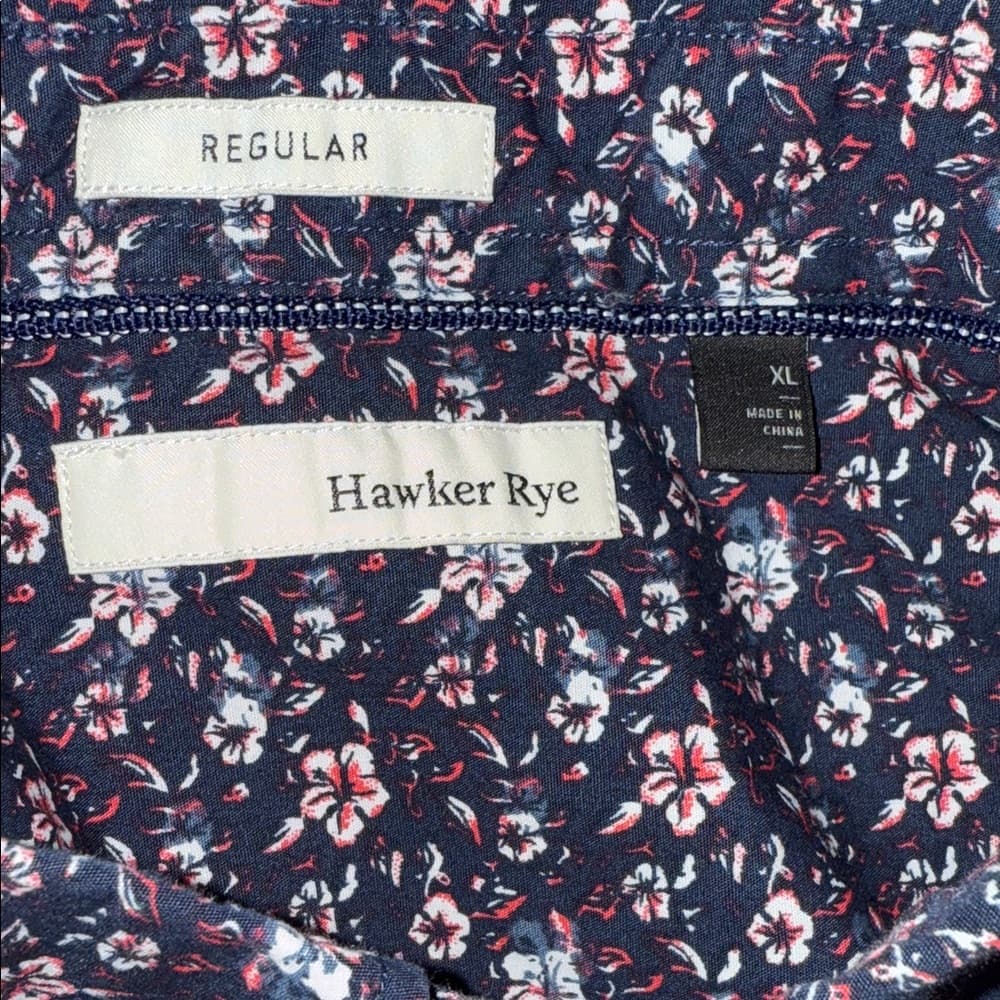 Men's Short Sleeve Floral Shirt - Navy and Pink - Thumbnail 2