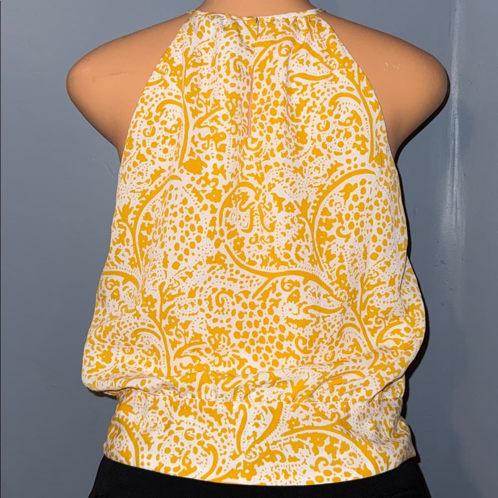 Ann Taylor Yellow Printed Halter Top - Size XXSP - Thumbnail 2
