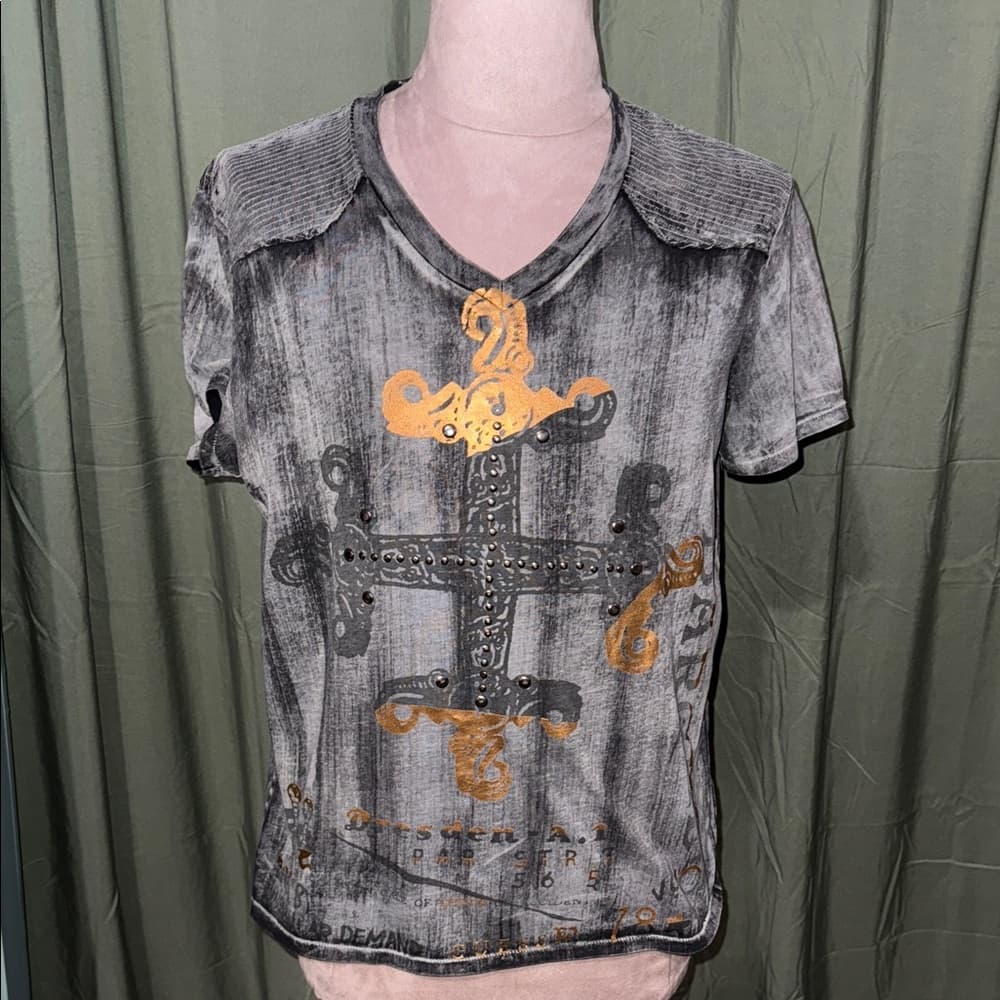 Guess Gray and Gold Short Sleeve Tee - Thumbnail 5