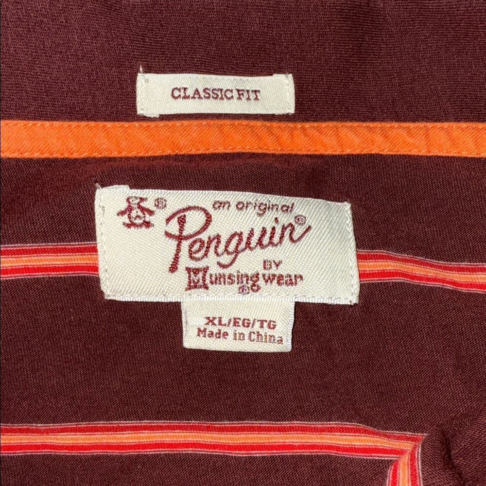 Original Penguin Men's Polo Shirt - Red and Orange Stripes - Thumbnail 2