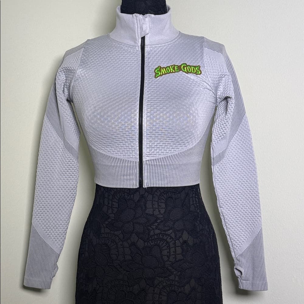 New Mix Smoke Gods Cropped Zip-Up Jacket, Size: Small - Thumbnail 7