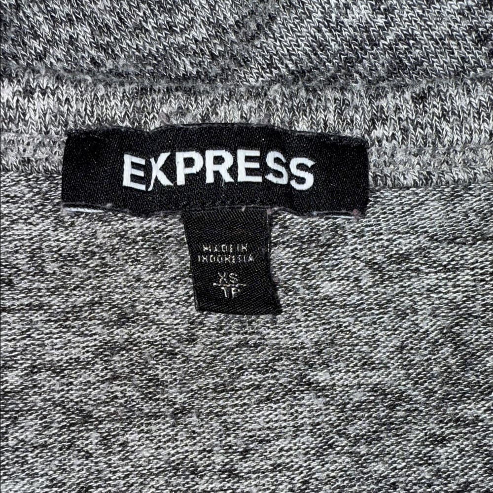 Express Heather Gray V-Neck Sweatshirt - Thumbnail 2
