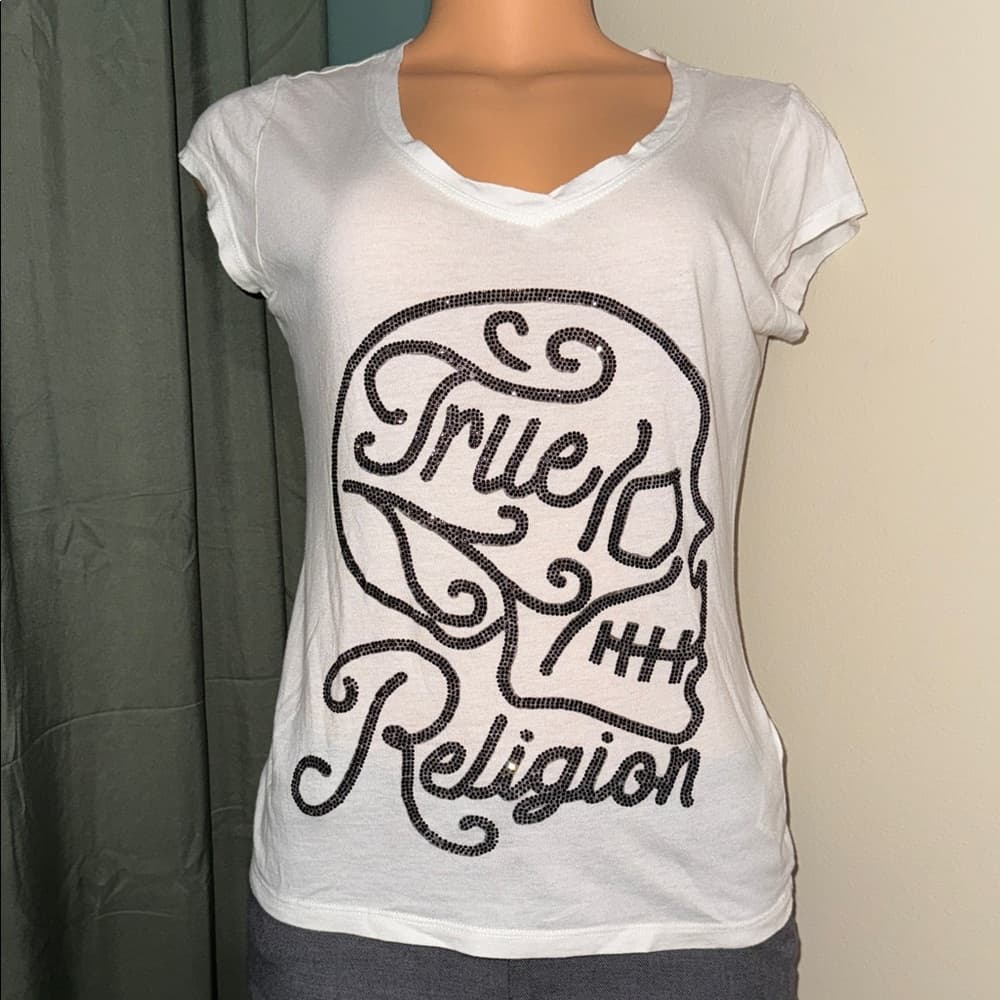 True Religion White Skull Graphic Tee - Thumbnail 3
