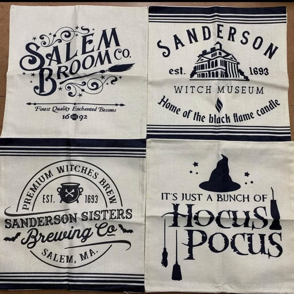 Witch Museum Pillow Covers 18” x 18” - Black and White - Thumbnail 6
