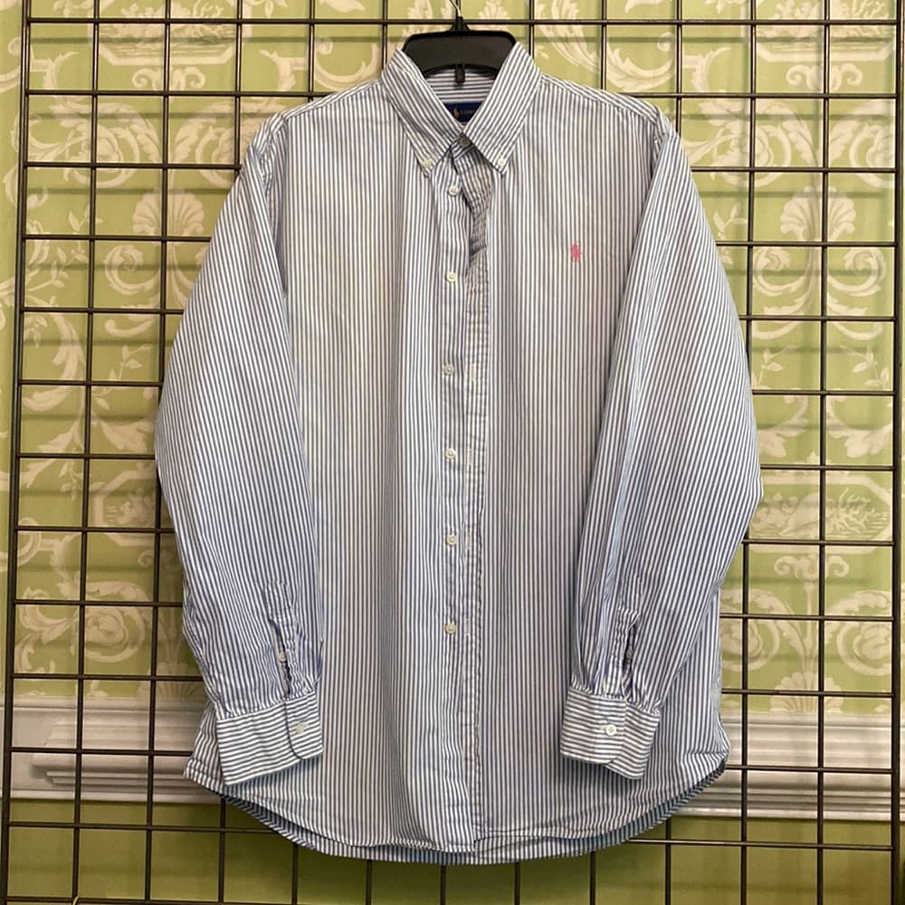 Ralph Lauren blue & white striped button down shirt - Thumbnail 3
