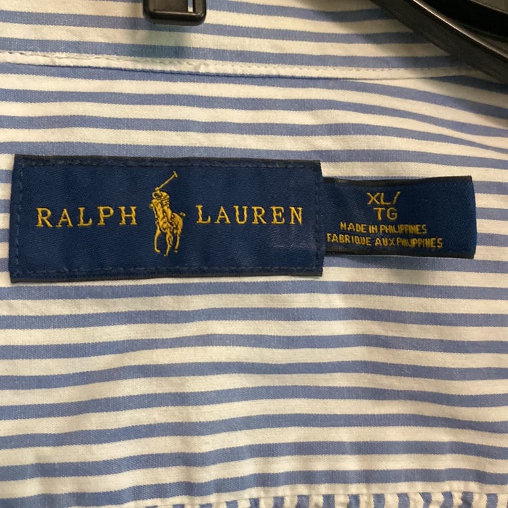 Ralph Lauren blue & white striped button down shirt - Thumbnail 2