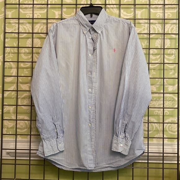 Ralph Lauren blue & white striped button down shirt - Thumbnail 4