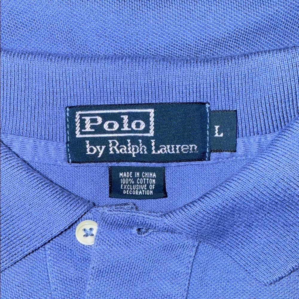 Polo by Ralph Lauren Men's Sky Blue Polo Shirt with Red Logo - Thumbnail 2