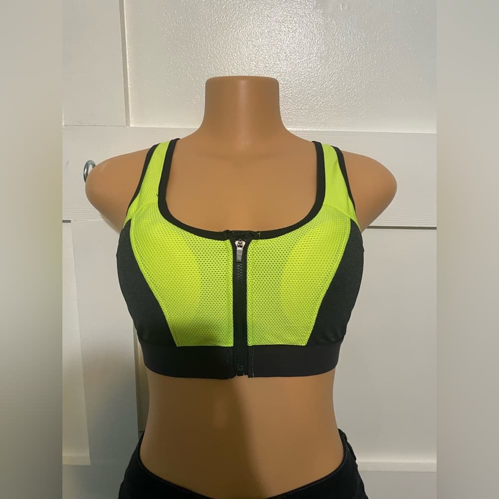 Neon Sports Bra Front Zip - Thumbnail 4