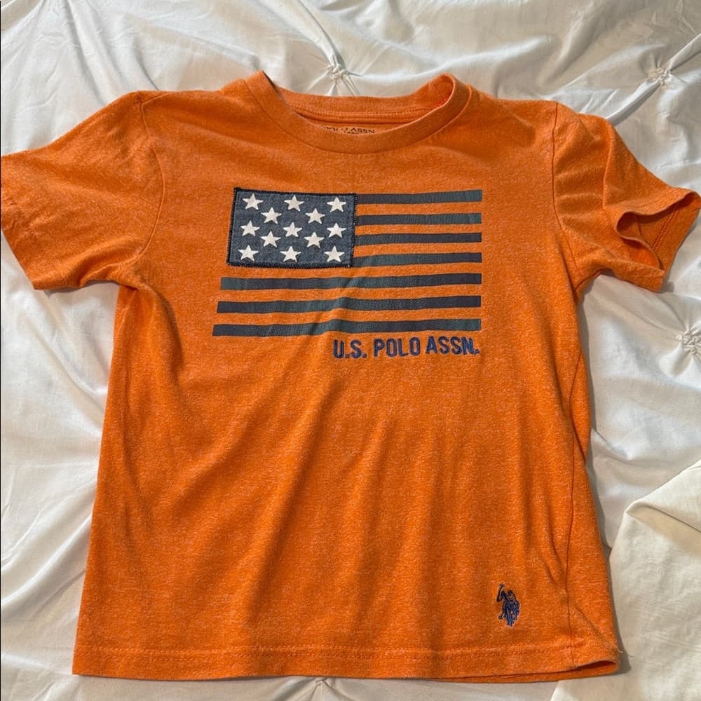 U.S. Polo Assn. Kids T-Shirt in Orange with Flag Graphic - Thumbnail 2
