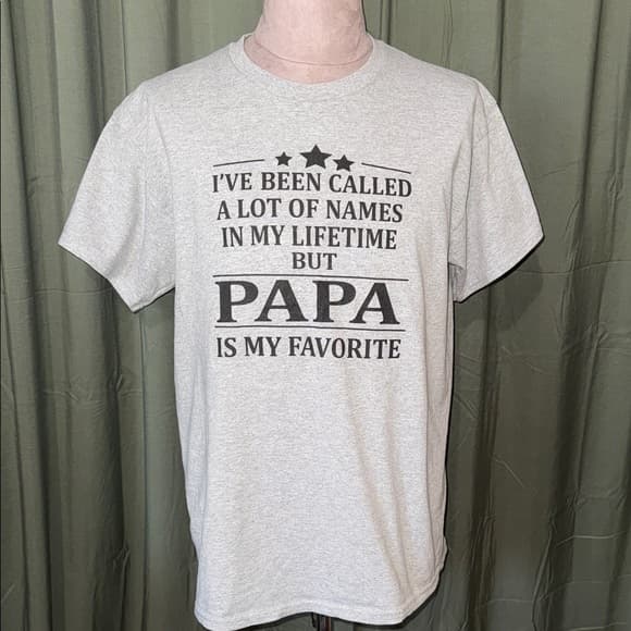 Gildan Light Gray 'Papa' Graphic Tee - Thumbnail 3