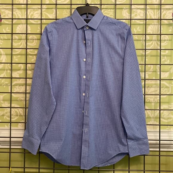 J. Crew blue and white checkered long sleeve button down shirt - Thumbnail 3
