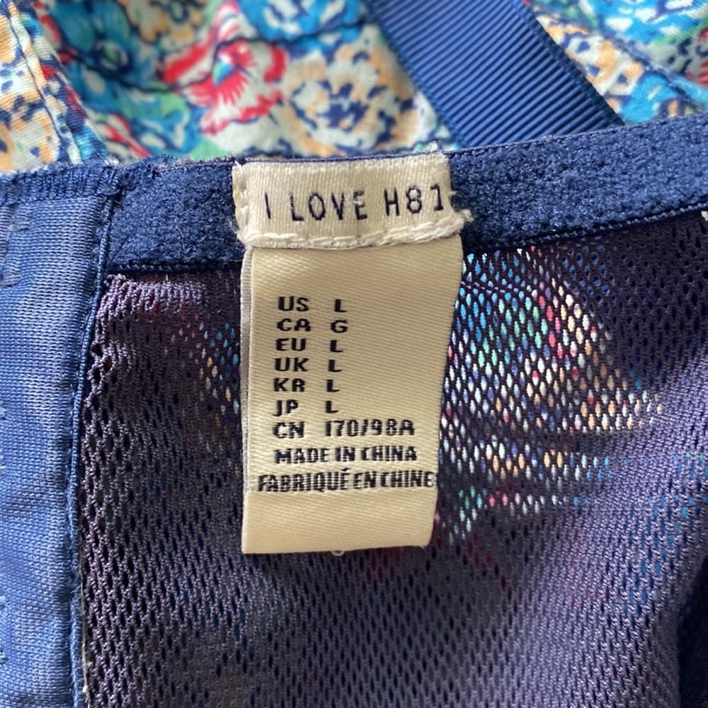I Love H81 Floral Print Button-Up Crop Top - Size Large - Thumbnail 2