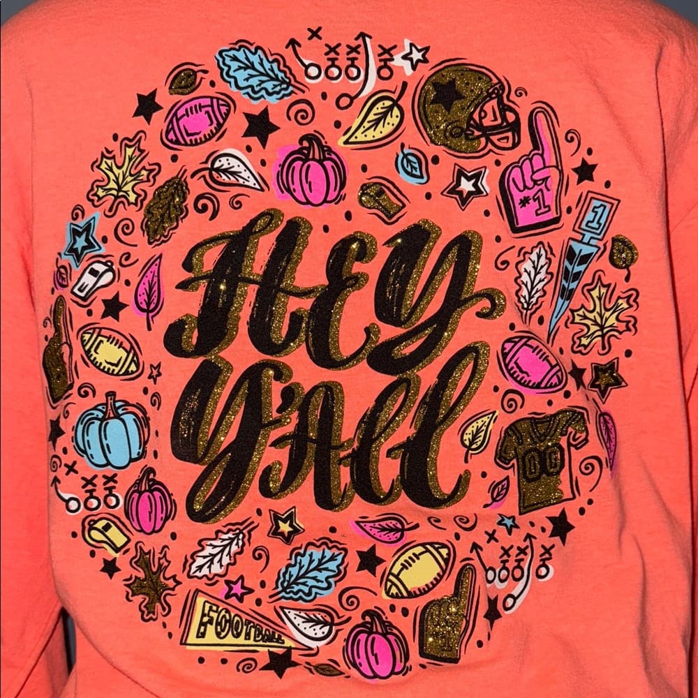Women's Coral Southern Y’all Long Sleeve Tee - Size Medium - Thumbnail 2