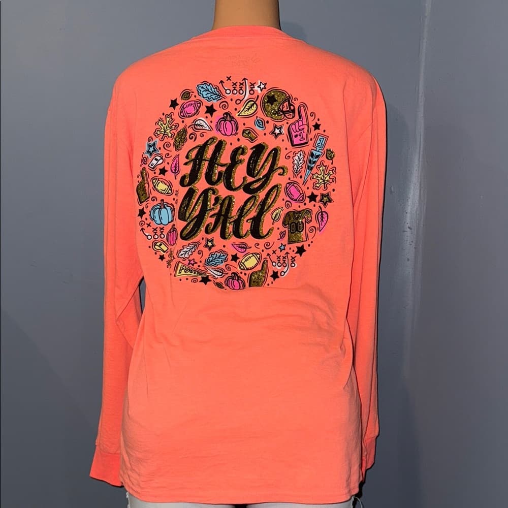 Women's Coral Southern Y’all Long Sleeve Tee - Size Medium - Thumbnail 3