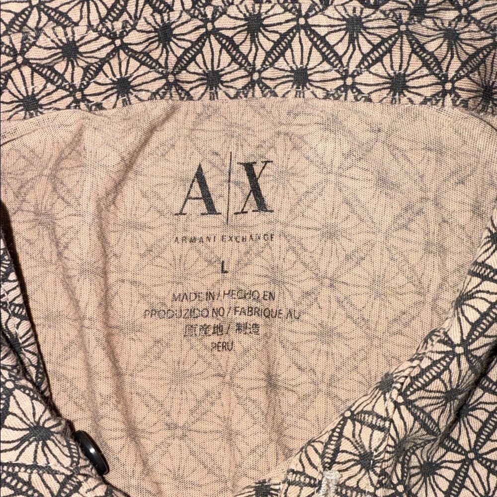 Armani Exchange Men's Polo Shirt - Brown Geometric Pattern - Thumbnail 2