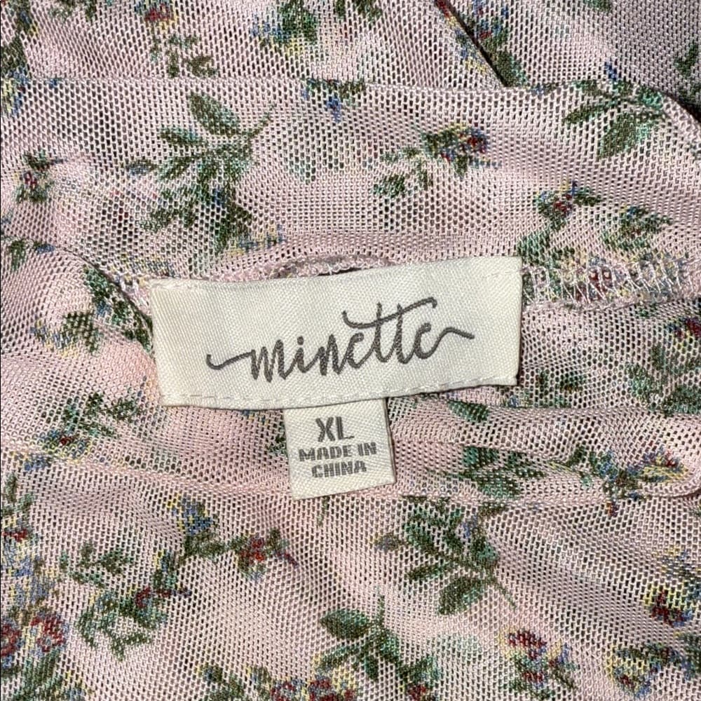 Light Pink Sheer Floral Blush Women's Blouse - Thumbnail 4
