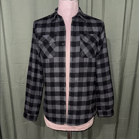 Carbon Men's Black and Gray Plaid Shirt Jacket - Thumbnail 3
