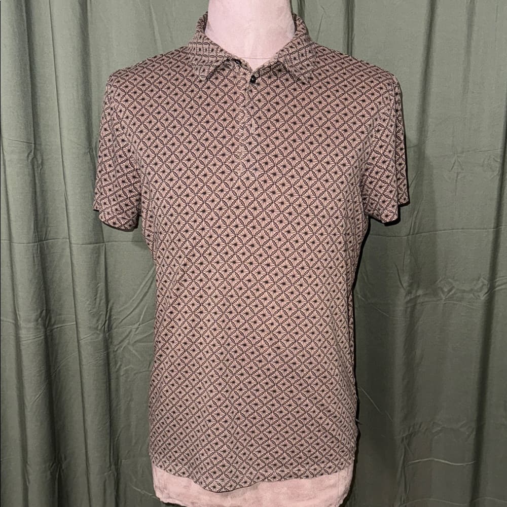 Armani Exchange Men's Polo Shirt - Brown Geometric Pattern - Thumbnail 3