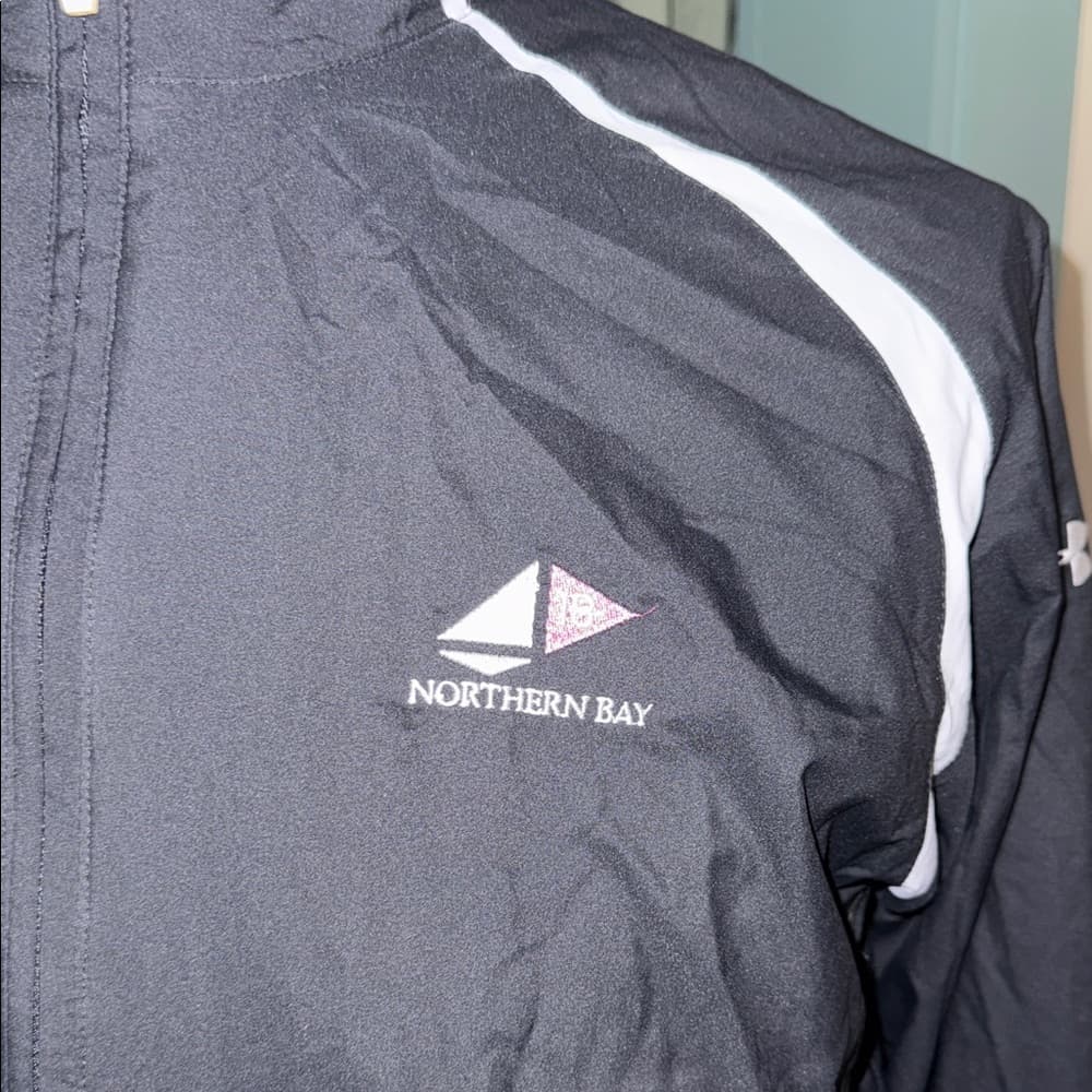 Men's Black Windbreaker Jacket - Thumbnail 2