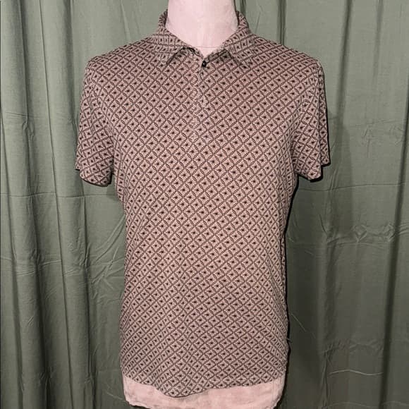 Armani Exchange Men's Polo Shirt - Brown Geometric Pattern - Thumbnail 4