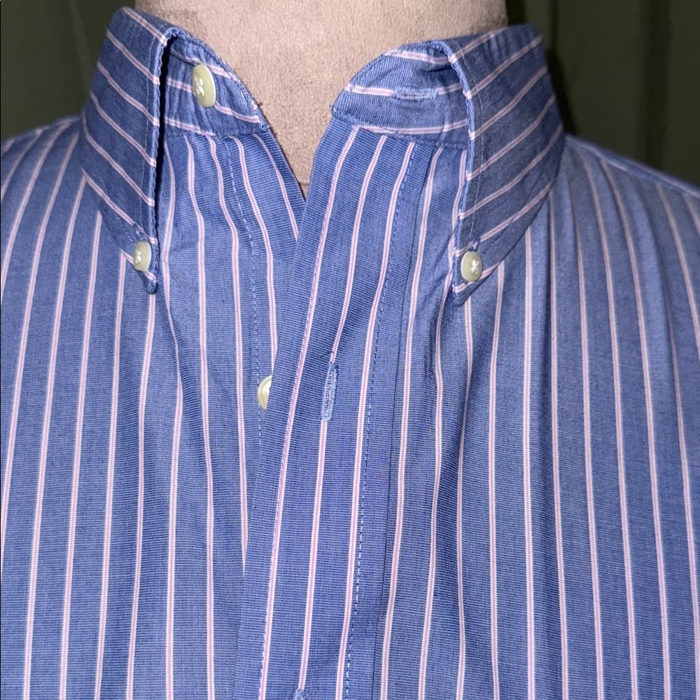 Arrow Men's Blue with Pink & White Stripes Button-Down Shirt - Thumbnail 2
