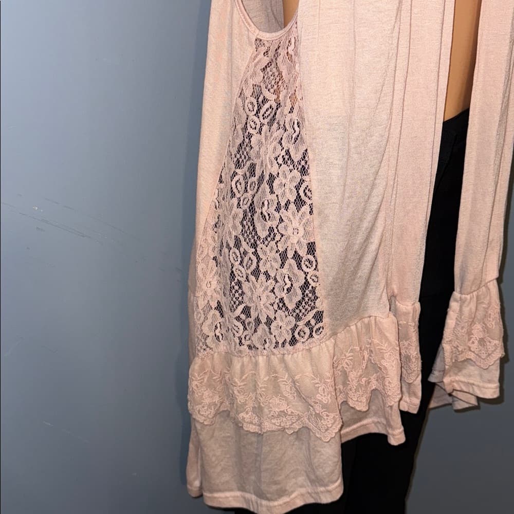 Fourteen and 9th Sleeveless Cardigan With Lace Accents - Size Large - Thumbnail 3