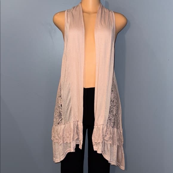 Fourteen and 9th Sleeveless Cardigan With Lace Accents - Size Large - Thumbnail 9