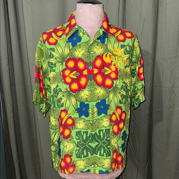 Corona Men's Vibrant Floral Shirt - Green and Yellow - Thumbnail 4