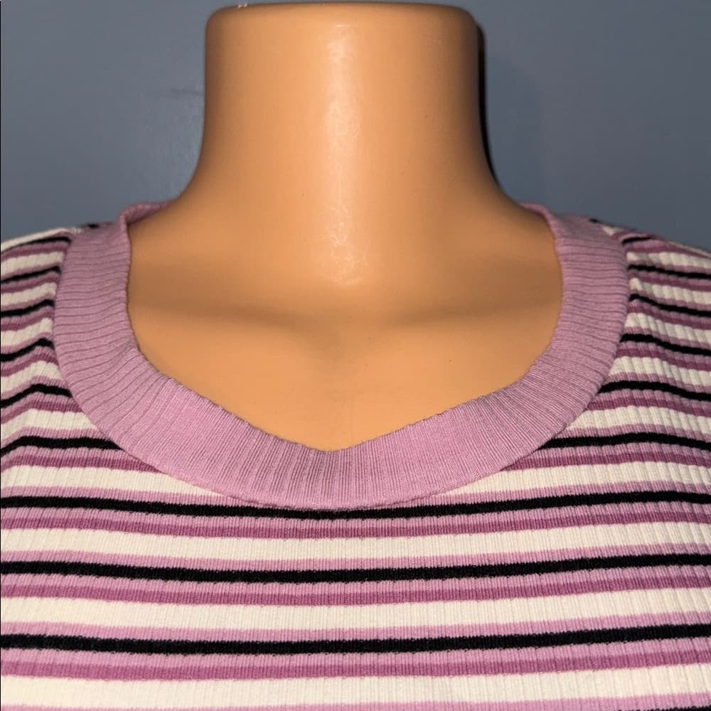Trendy Striped Ruffle-Trim Tee, Size Medium - Thumbnail 4
