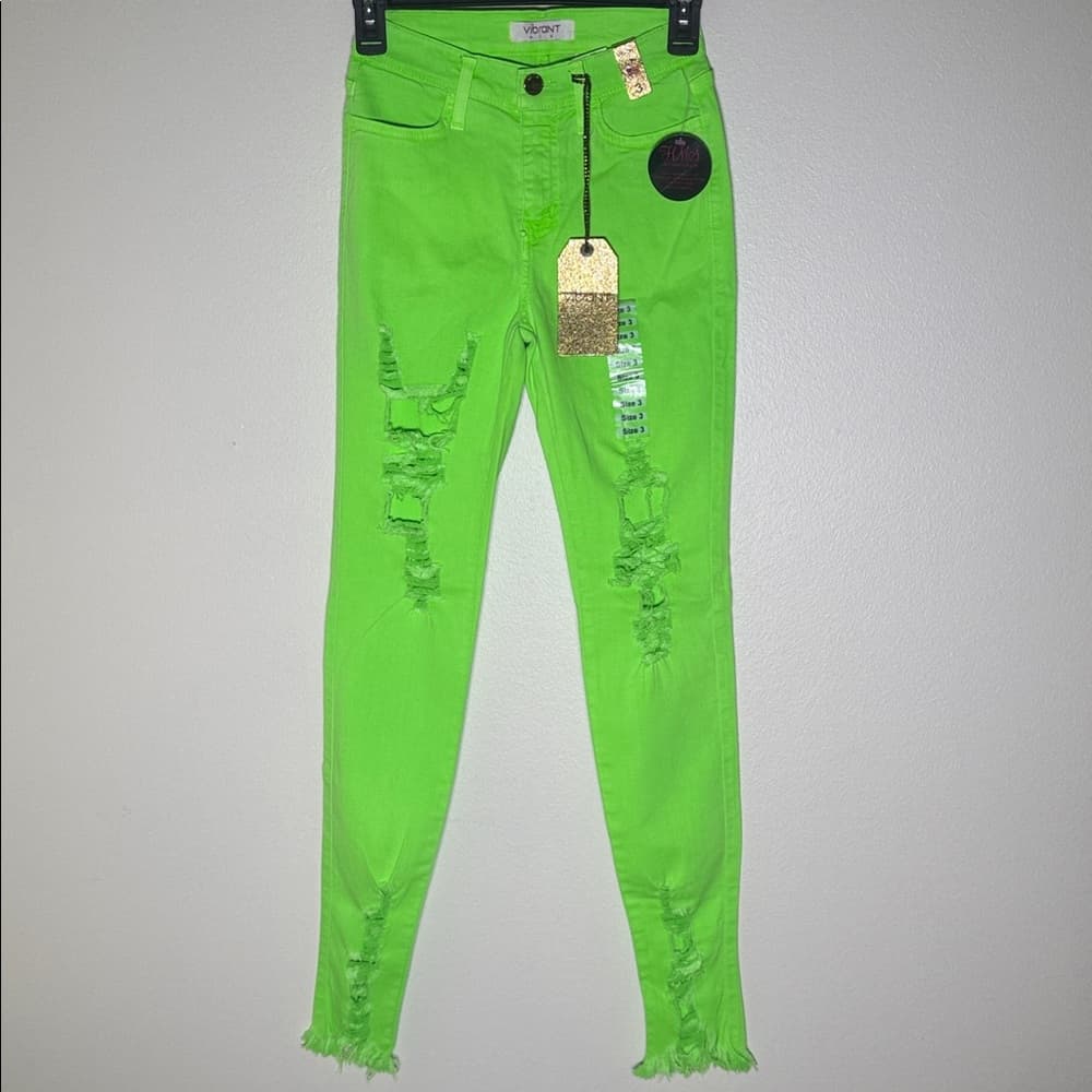 M. I. U. Vibrant- neon green skinny jeans - Thumbnail 11