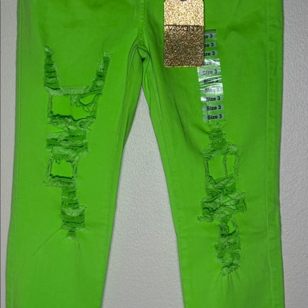 M. I. U. Vibrant- neon green skinny jeans - Thumbnail 5