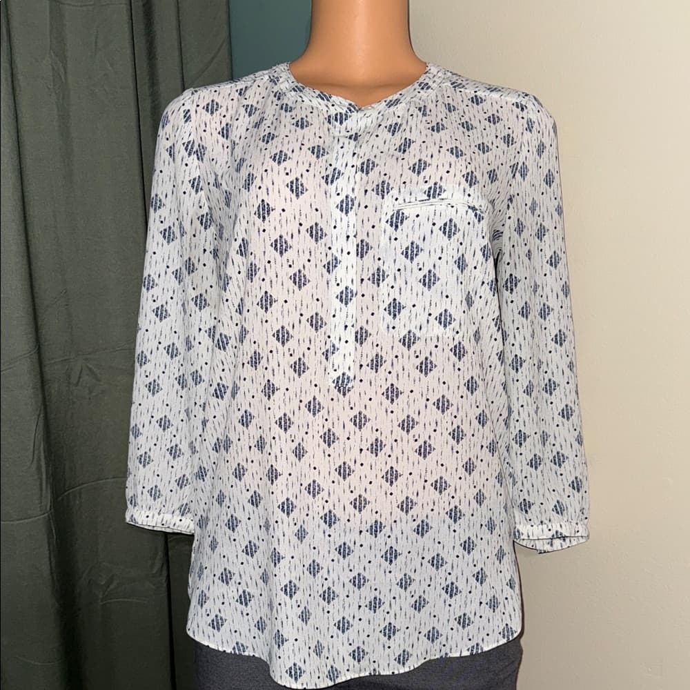 Women's Blue Patterned Top - Thumbnail 5