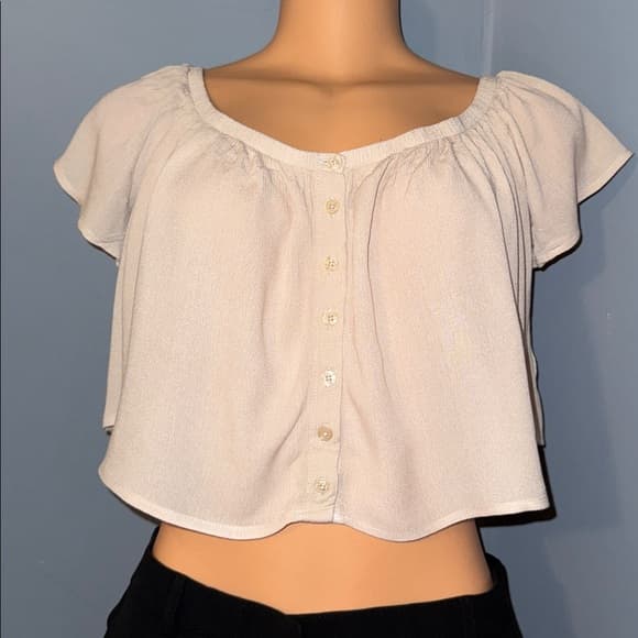 Forever 21 Button-Down Flutter Sleeve Top - Size Medium - Thumbnail 6