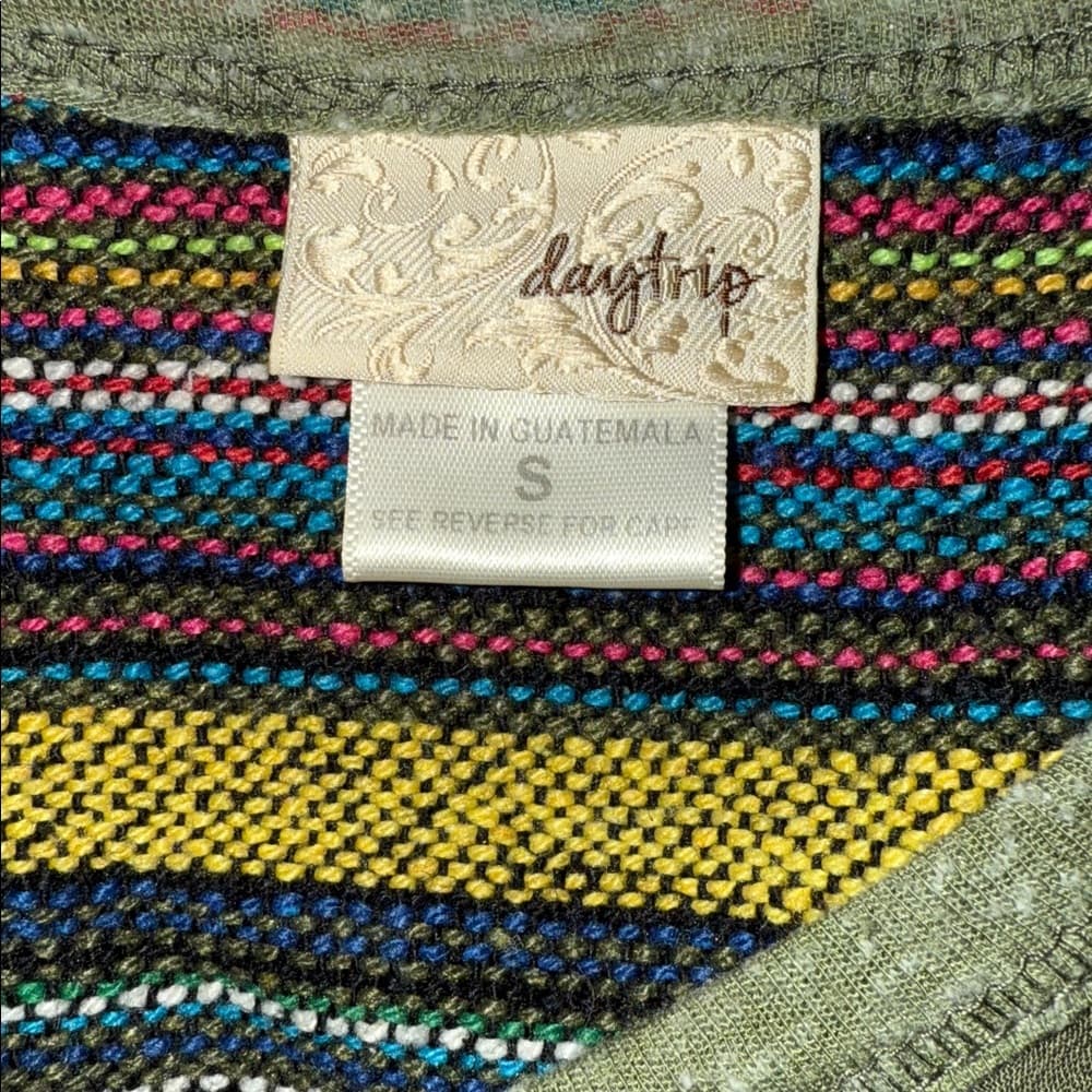 Stylish Moss Green Long Sleeve Top with Mesh and Woven Details, Size Small - Thumbnail 4