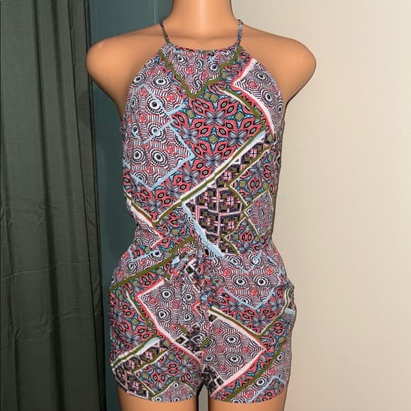 BeBop Patterned Halter Romper - Size XS - Thumbnail 6