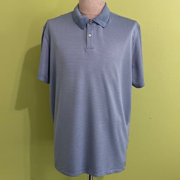 Men’s blue striped polo shirt - Thumbnail 3