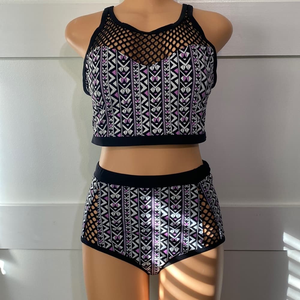 Purple and black two piece bikini - Thumbnail 7
