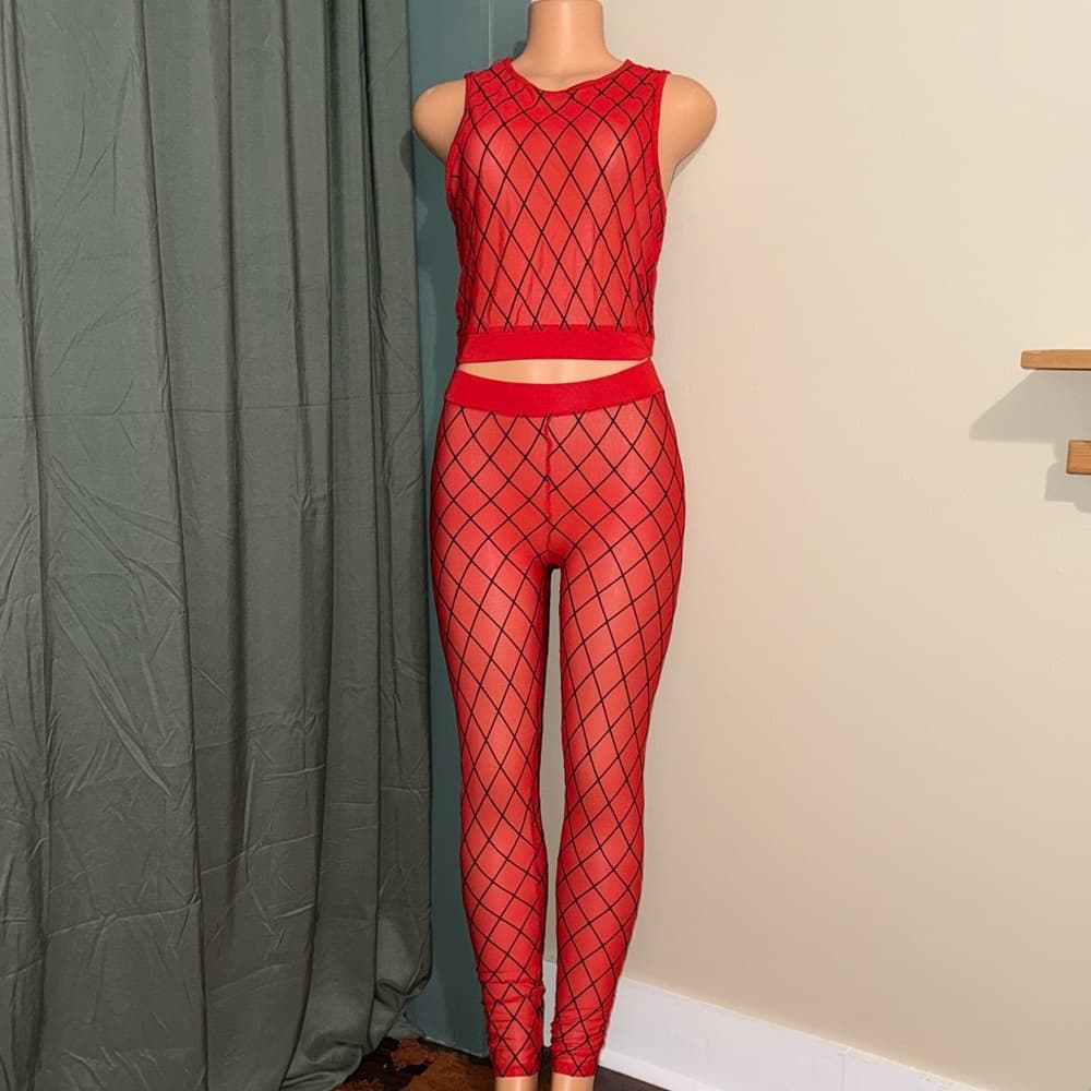 TRUE ROCK Red Mesh Leggings Set - Thumbnail 6